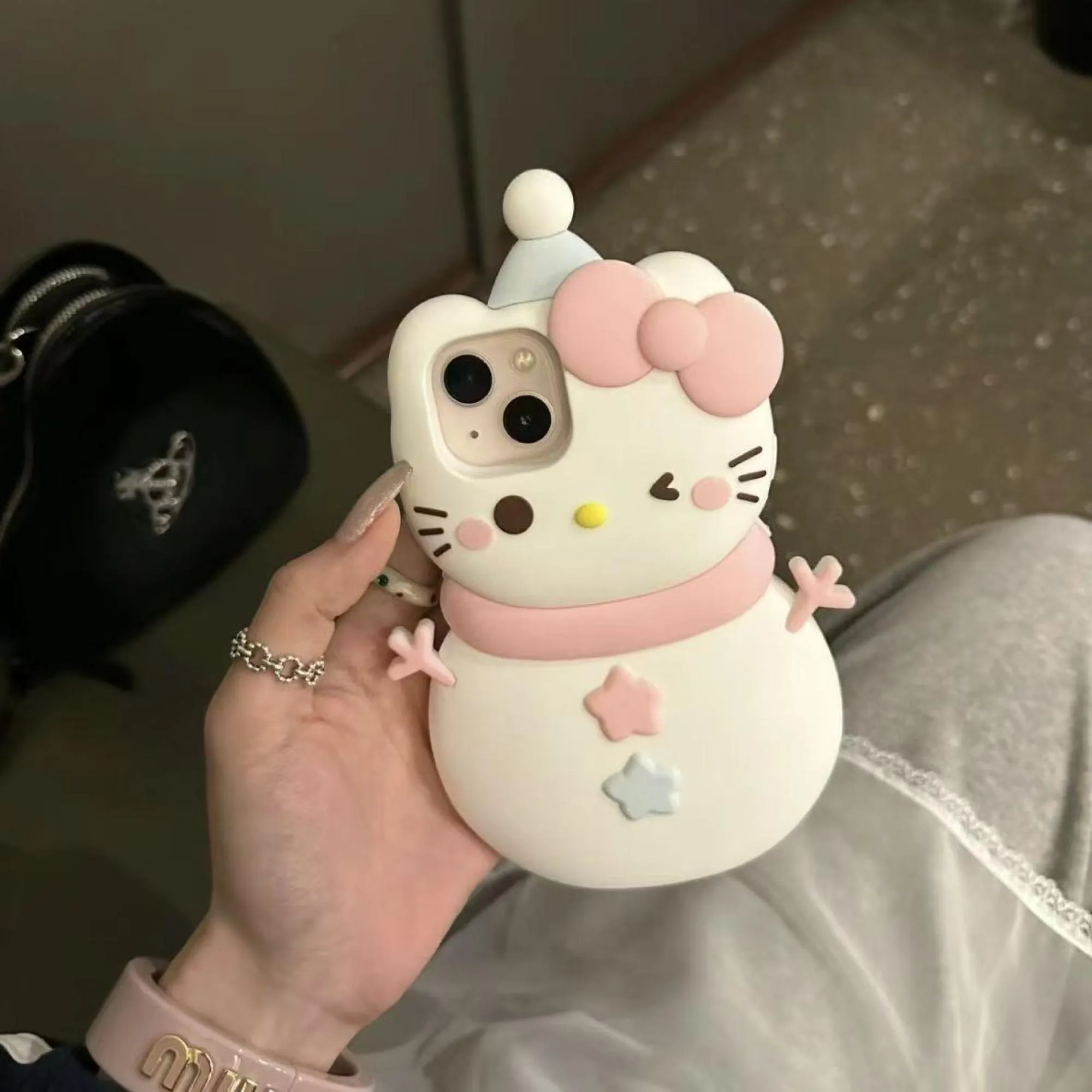 3D Fun Snowman Cat Phone Case