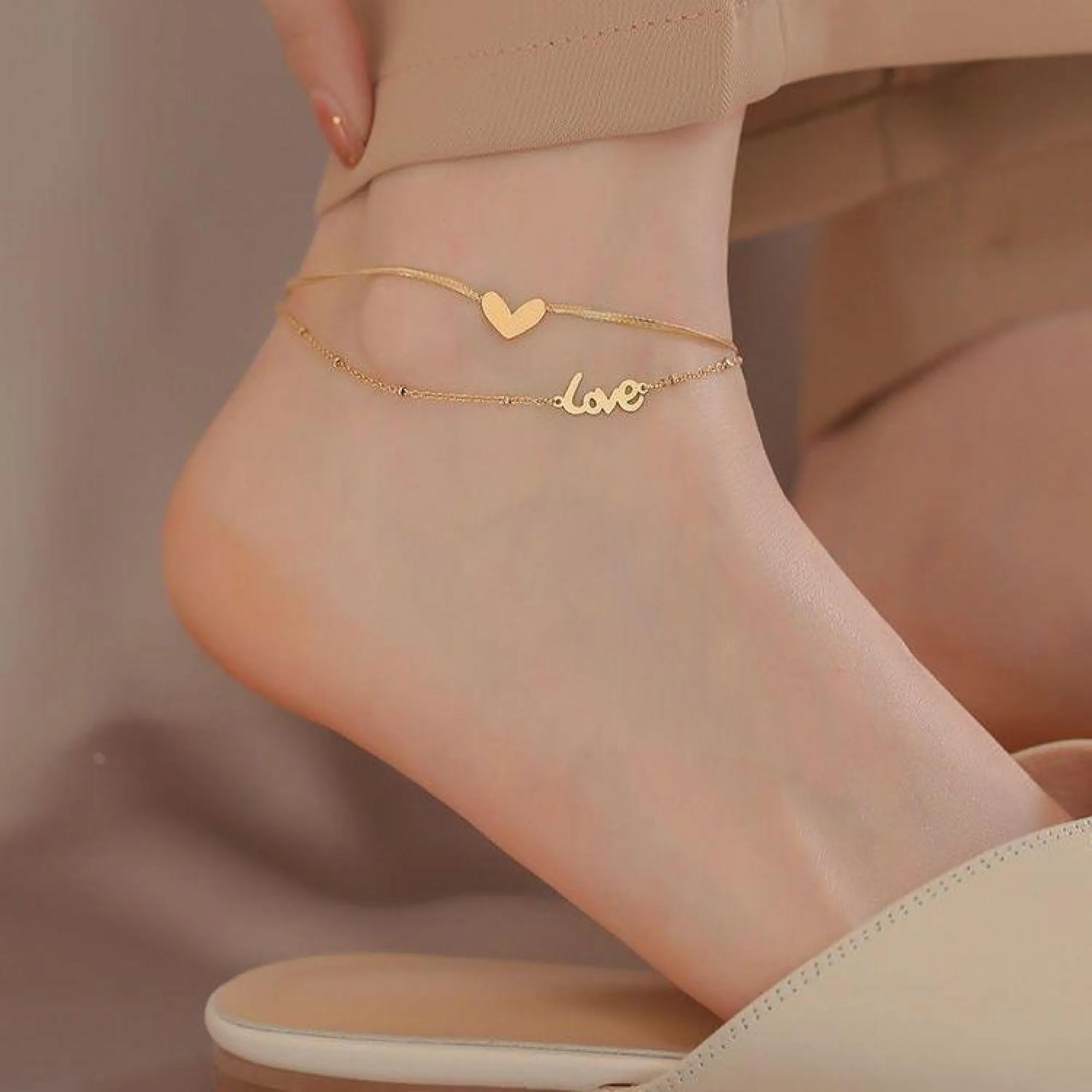 Trendy Heart Anklet Chain